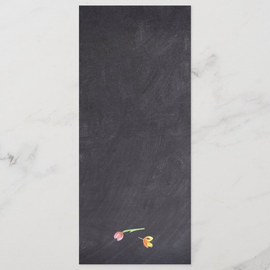 Chalkboard Watercolour Flower Menu card Menükarte (Rückseite)