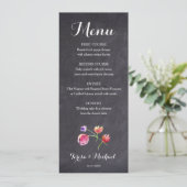 Chalkboard Watercolour Flower Menu card Menükarte (Stehend Vorderseite)