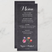 Chalkboard Watercolour Flower Menu card Menükarte (Vorne/Hinten)