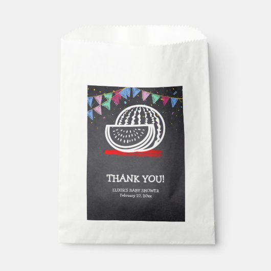 Chalkboard Watermelon Zeichnend Kinderdusche Geschenktütchen (Vorderseite)