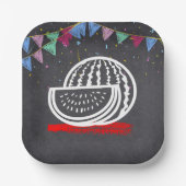 Chalkboard Watermelon Zeichnend Kinderdusche Pappteller (Vorderseite)