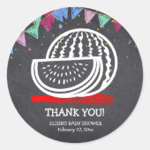 Chalkboard Watermelon Zeichnend Kinderdusche Runder Aufkleber (Vorderseite)