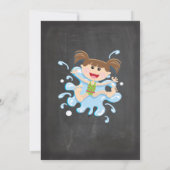 Chalkboard Waterslide Pool Party Einladung (Rückseite)