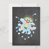 Chalkboard Waterslide Pool Party Einladung (Rückseite)