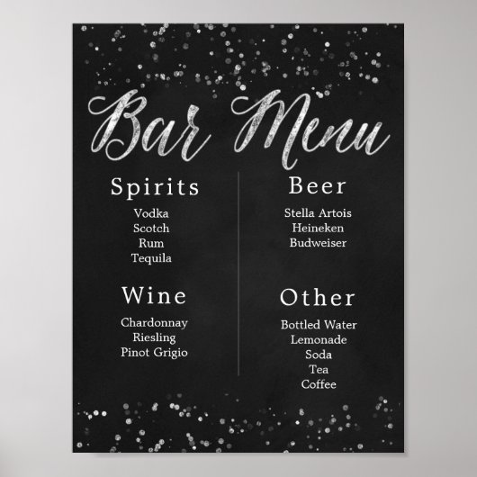 Chalkboard Wedding Bar Menu Poster (Vorne)