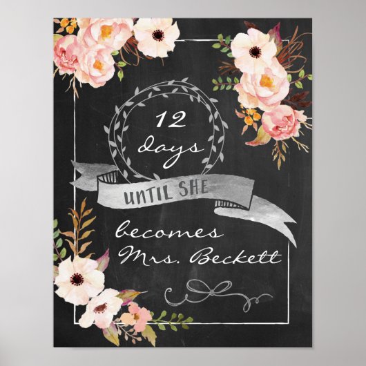 Chalkboard Wedding Brautparty Sign Poster (Vorne)