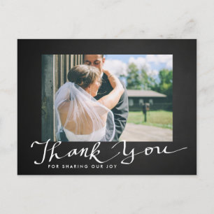Chalkboard Wedding Danke Typografy Foto Postkarte