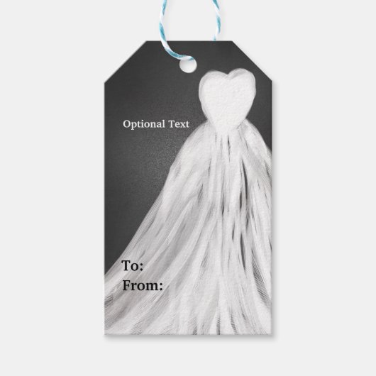 Chalkboard Wedding Dress Brautparty - Geschenkmark Geschenkanhänger (Vorderseite)