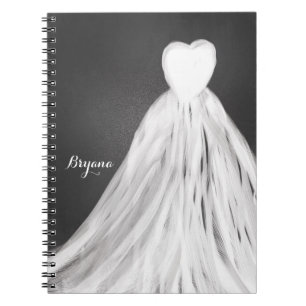 Chalkboard Wedding Dress Brautparty Journal Notizblock