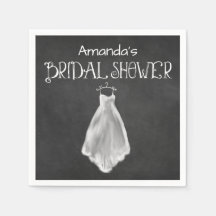 Chalkboard Wedding Dress Brautparty Napkins