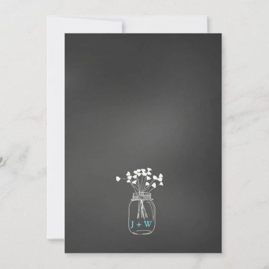 Chalkboard Wedding Einladung Rustic Mason Jar (Rückseite)