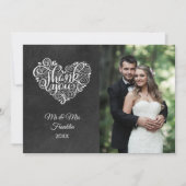 Chalkboard Wedding Foto Elegantes Skript Vielen Da Dankeskarte (Vorderseite)