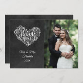 Chalkboard Wedding Foto Elegantes Skript Vielen Da Dankeskarte (Vorne/Hinten)