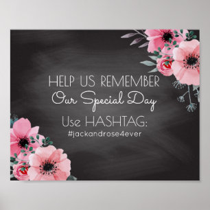 Chalkboard Wedding Hashtag Sign   Soziale Medien Poster