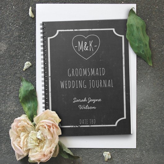 Chalkboard Wedding Journal Brautparty Notebook Notizblock
