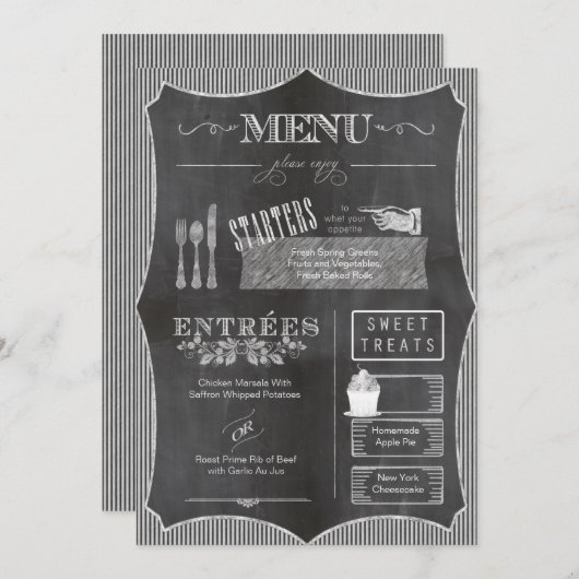 Chalkboard Wedding Menu CBWX Menükarte (Vorne/Hinten)