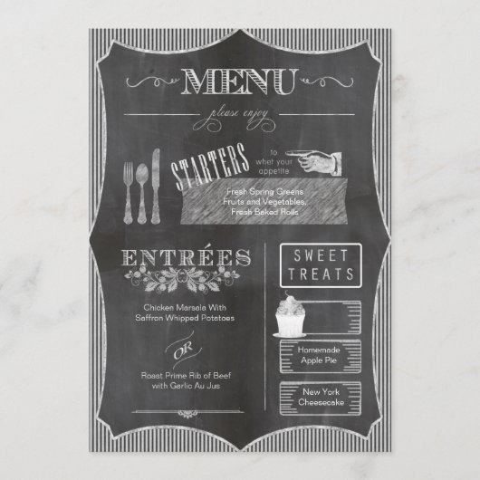 Chalkboard Wedding Menu CBWX Menükarte (Vorderseite)