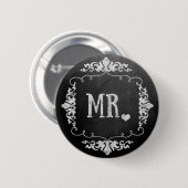 Chalkboard Wedding "Mr." Button (Vorne & Hinten)