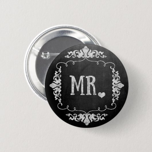 Chalkboard Wedding "Mr." Button (Vorne & Hinten)