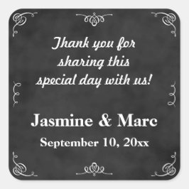 Chalkboard Wedding oder Brautparty Gefälligkeitsau Quadratischer Aufkleber