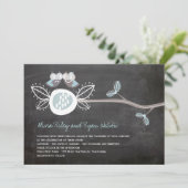 Chalkboard Wedding Owls Woodland Rustikale Einladu Einladung (Stehend Vorderseite)