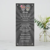 Chalkboard Wedding Party Menu für Sugar Skulls Einladung (Stehend Vorderseite)