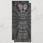 Chalkboard Wedding Party Menu für Sugar Skulls Einladung (Vorne/Hinten)