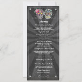 Chalkboard Wedding Party Menu für Sugar Skulls Einladung (Vorderseite)
