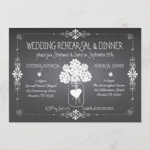 Chalkboard Wedding Probe & Dinner Mason Jar Einladung