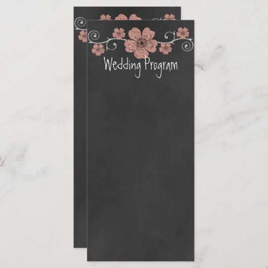 Chalkboard Wedding Program Card für Wild Peach Ros Programm (Vorne/Hinten)