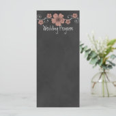 Chalkboard Wedding Program Card für Wild Peach Ros Programm (Stehend Vorderseite)