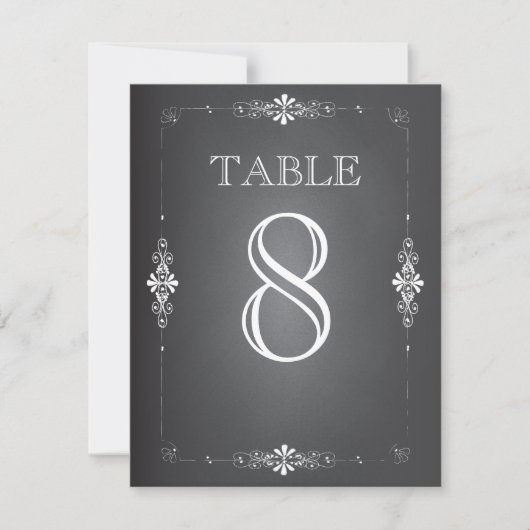 Chalkboard Wedding Reception Tischnummer Card (Vorderseite)