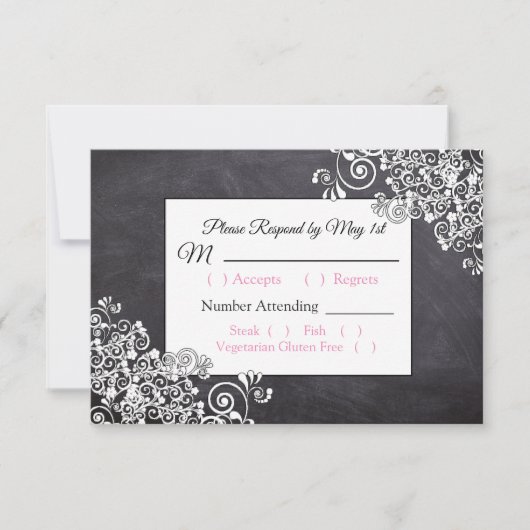 Chalkboard Wedding RSVP Karte (Vorderseite)