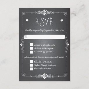Chalkboard Wedding RSVP Response Card w Dinner Karte