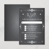 Chalkboard Wedding RSVP Response Card w Dinner Karte (Vorne/Hinten)