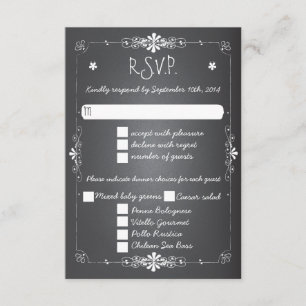 Chalkboard Wedding RSVP Response Card w Dinner Karte