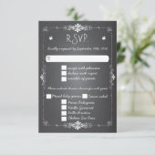 Chalkboard Wedding RSVP Response Card w Dinner Karte (Stehend Vorderseite)