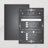 Chalkboard Wedding RSVP Response Card w Dinner Karte (Vorne/Hinten)