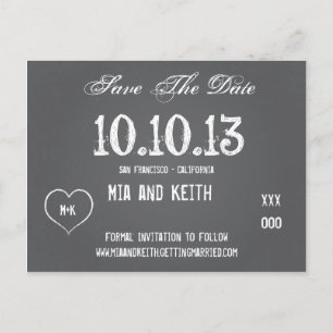 Chalkboard Wedding Save the Date Postcard Ankündigungspostkarte