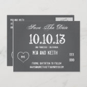 Chalkboard Wedding Save the Date Postcard Ankündigungspostkarte (Vorne/Hinten)
