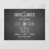 Chalkboard Wedding Save the Date Postcard Ankündigungspostkarte (Vorderseite)