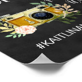 Chalkboard Wedding Sign Fotos Hashtag Poster (Ecke)