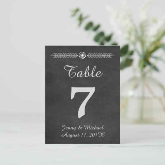 Chalkboard Wedding Tischnummer (Stehend Vorderseite)