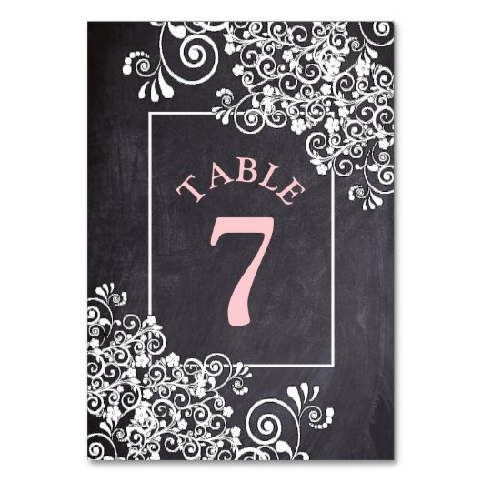 Chalkboard Wedding Tischnummer Card (Vorderseite)