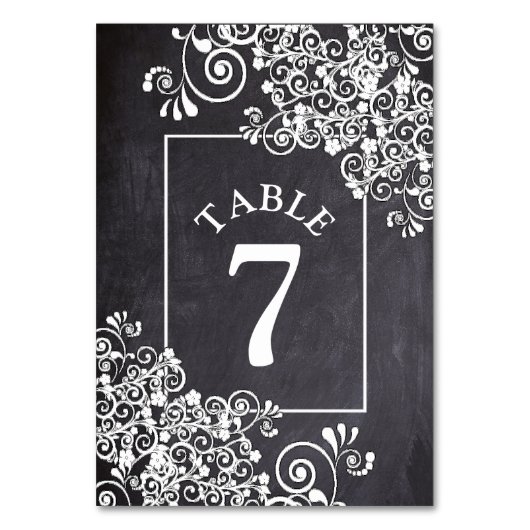 Chalkboard Wedding Tischnummer Card (Rückseite)