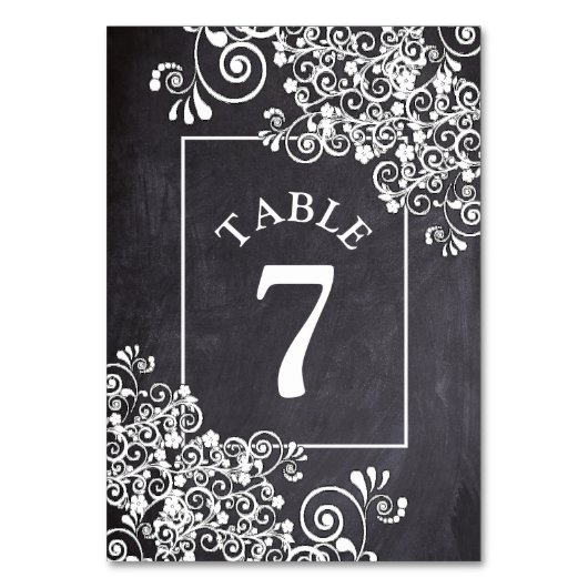 Chalkboard Wedding Tischnummer Card (Vorderseite)