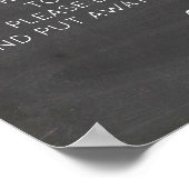 Chalkboard Wedding Unplugged Zeremony Signs Poster (Ecke)