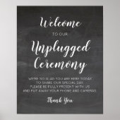 Chalkboard Wedding Unplugged Zeremony Signs Poster (Vorne)