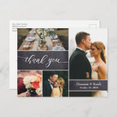 Chalkboard Wedding Vielen Dank Foto Collage rustik Postkarte (Vorne/Hinten)