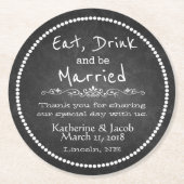Chalkboard Wedding Vielen Dank für Ihr Interesse P Runder Pappuntersetzer (Vorderseite)